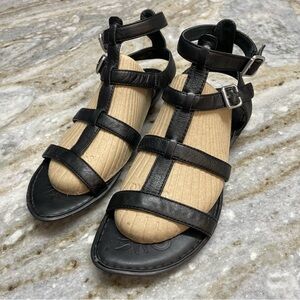 Born Black Leather Gladiator Adjustable Sandals Women’s 8